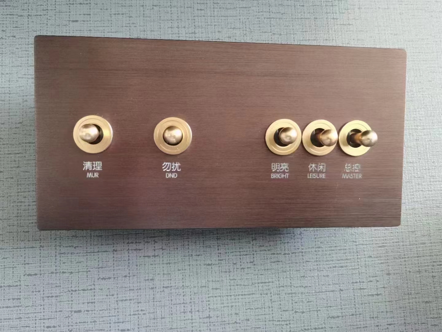 酒店客控系統撥桿開關（金色）